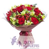 Zaļas orhidejas ar rozēm: Букет 84: Bouquet 84. cnt. 75.00 €