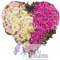 Rožu sirds no divu krāsu rozēm : Сердца из цветов 3: Rose heart 3. cnt. 135.00 €